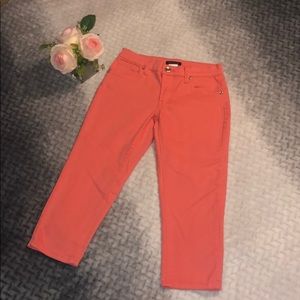 Venus coral color bejeweled 5 pocket capris